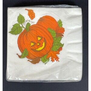 15 Pack of Vintage Hallmark Halloween Pumpkin Jack O Lantern Luncheon Napkins